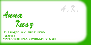 anna kusz business card